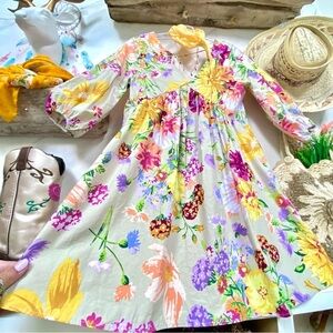 Stunning gardenia Multicolour boho tunic /mini dress w prairie shabby chic vibe